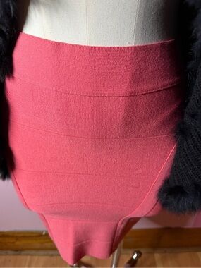 bebe Coral Pink Bandage Mini Skirt